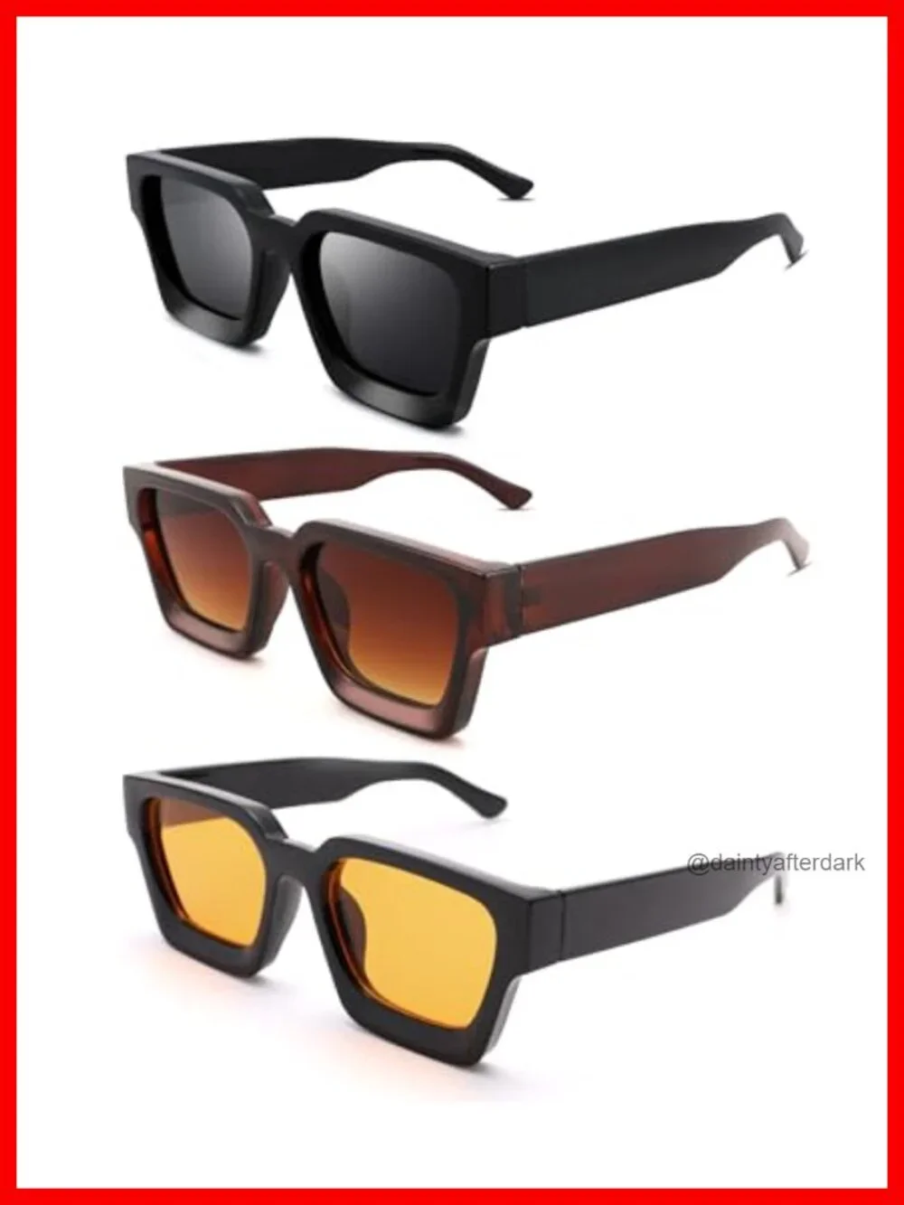 Square Thick Frame Sunglasses Designer Style UV Protection Unisex